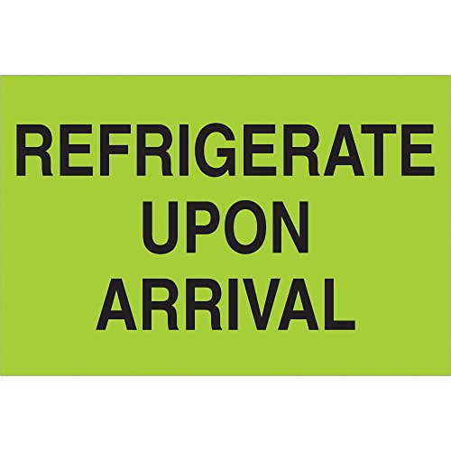 Boxes Fast Tape Logic Climate Labels,Refrigerate Upon Arrival, 2" x 3", Fluorescent Green, (1 Roll of 500 Labels)