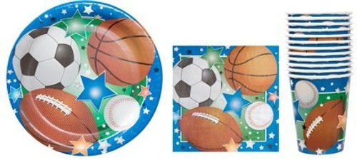 Sports Themed Party Supply Pack - Plates  Napkins and Cups - Baseball  Football  Soccer  Basketball ~ Serves 12 Guests by Greenbrier International Sports Themed Party Supply Pack - Plates  Napkins and Cups - Baseball  Football  Soccer  Basketball ~ Serves 12 Guests by Greenbrier International