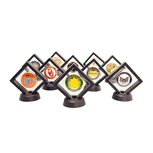 DECOMIL Coin Display Stand - Set of 10 3D Floating Frame Display Holder with Stands for Challenge Coins AA Medallions Jewelry 2.75 x 2.75 x 0.75 Inches -10 Black- DECOMIL Coin Display Stand - Set of 10 3D Floating Frame Display Holder with Stands for Challenge Coins AA Medallions Jewelry 2.75 x 2.75 x 0.75 Inches -10 Black-