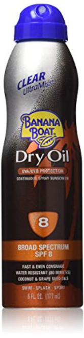 Banana Boat UltraMist Dry Oil Continuous Clear Spray SPF 8 Sunscreen with Argan Oil 6 Ounce