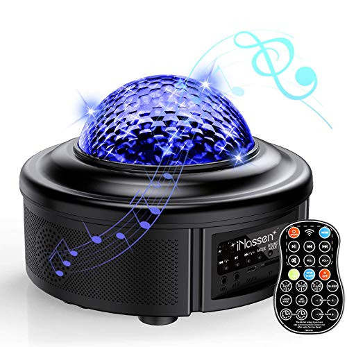 iNassen 2021 Star Projector  Night Light Projector for Bedroom  Star Lights with Remote Control  Music Speaker  Galaxy Nebula Light Projector with Ocean Wave for Game Room for Kids Adult