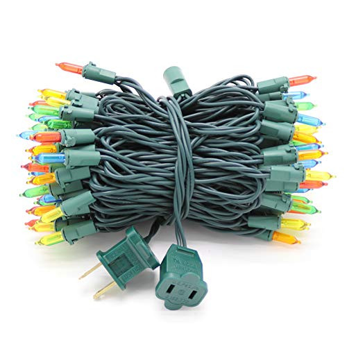 JINCOR 100LED Multi Green Wire Christmas Lights Set Christmas Decorations  End to End Connection