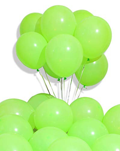 AULE Lime Green Balloons 100 Pack 12 inch Neon Green Latex Balloons Light Green Chrome Helium Shiny Thicken Balloon Perfect Party Decoration