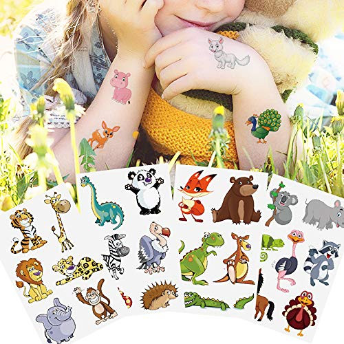 Yarlilyan 60 Plus  Animal Tattoos for Kids  Girls Boys Children Birthday Halloween Party Favor Temporary Tattoo Sticker  Cartoon Tiger Lion Cat Dog Fake Waterproof tattoo on Body Hand Arm 10 Sheets