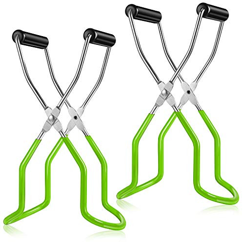 2 Pcs Canning Jar Lifter Tongs  Jar Lifter Canning Tongs Non-slip Stainless Steel Jar Lifter with Anti Scalding Handle Safe and Secure Grip for Any Size Canning Jars-Light Green-