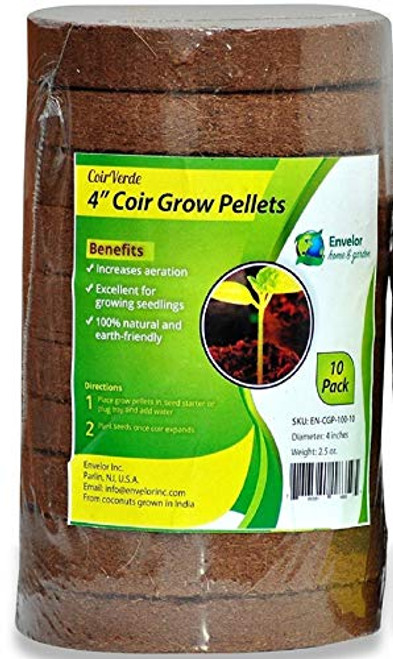 Envelor Organic Potting Soil Mix Indoor Outdoor Planters Garden Beds 4 Inches Disc Pack of 10 Coco Coir Growing Medium  10 Pack