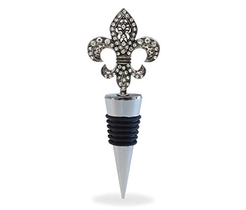 Cheers Fleur De Lis Metal Wine Stopper - Elegant Vacuum Seal Sparkling Fleur De Lis Wine Bottle Stopper  Airtight Leak Proof Bottle Topper Cork Plug  Cute Home Decor  and  Bar Tool Accessory Unique Gift
