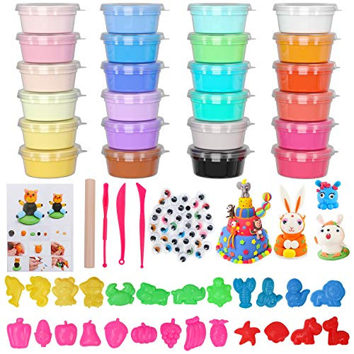 24 Colors Air Dry Clay Kit Magic Modeling Clay Ultra Light Clay with Accessories Tools and Tutorials for Kids DIY Crafts 24 Colors Air Dry Clay Kit Magic Modeling Clay Ultra Light Clay with Accessories Tools and Tutorials for Kids DIY Crafts