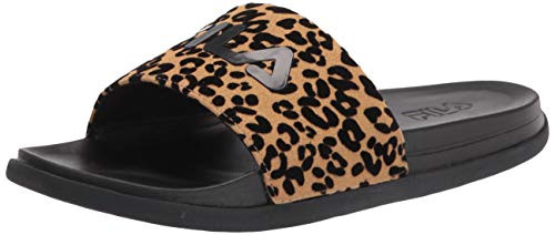 Fila Women s Drifter Lux Wild Slide Sandal  Black Black Gold  9