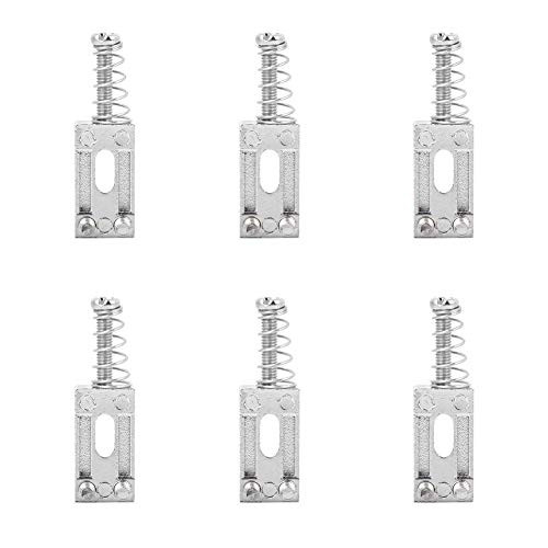 Bnineteenteam Electric Guitar Bridge Saddles 6pcs Single Locking Metal Tremolo Bridge Saddles with Screw Spring for Electric Guitar-Silver-