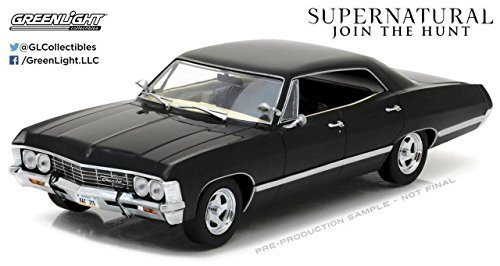 NEW 1:24 GREENLIGHT COLLECTIBLES - SUPERNATURAL - BLACK 1967 CHEVROLET IMPALA SPORT SEDAN Diecast Model Car By Greenlight