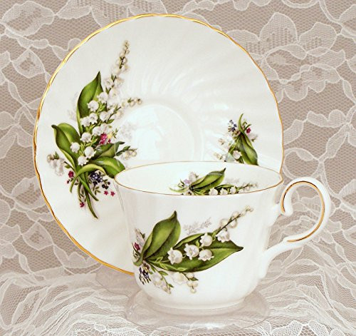 LILY OF THE VALLEY cup and saucer - Fine English bone china LILY OF THE VALLEY cup and saucer - Fine English bone china