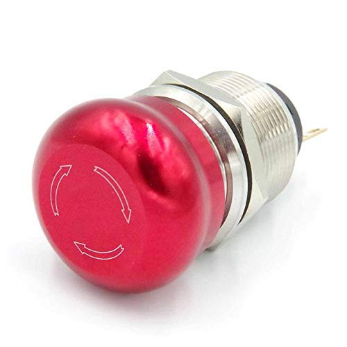 22mm 250V 5A Mounted Thread 3 Pin Latching Emergency Stop Push Button Switch Stainless Steel Metal 1NO 1NC Pushbutton Switches 1Pack