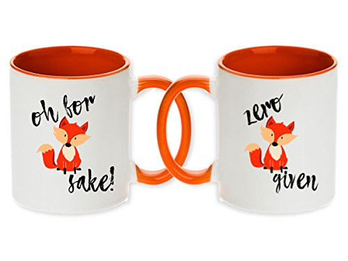 Pair of Oh For Fox Sake & Zero Fox Given Coffee Mug! (Set of 2 pcs) - The Cutest, Funniest, and Perfect Gift for Anyone!