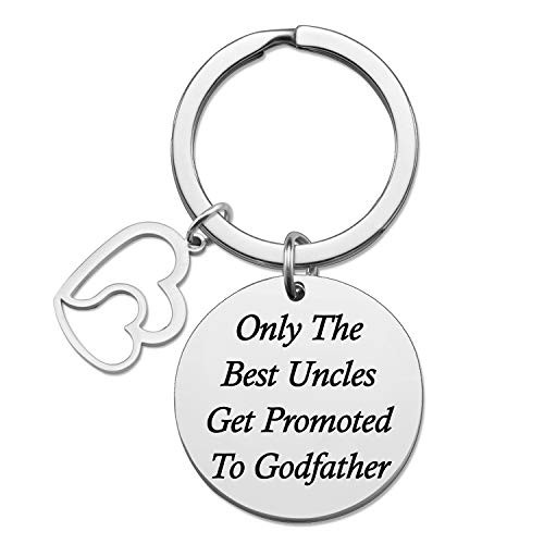 SIDIMELO Gift for Uncles Godfather Keychain Only The Best Uncles Get Promoted to Godfather Keychain Hand Stamped Jewelry Stainless Steel Fashionable -Only Best Uncle KR-