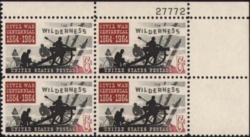USA 1964 Battle of the Wilderness Civil War Centennial Issue Plate Block of 4 Postage Stamps Catalog No 1181 USA 1964 Battle of the Wilderness Civil War Centennial Issue Plate Block of 4 Postage Stamps Catalog No 1181