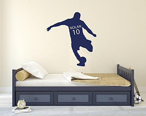 Custom Soccer Name Wall Decals - Boy Kids Room Decor - Nursery Wall Decals - Player Wall Decor Sticker