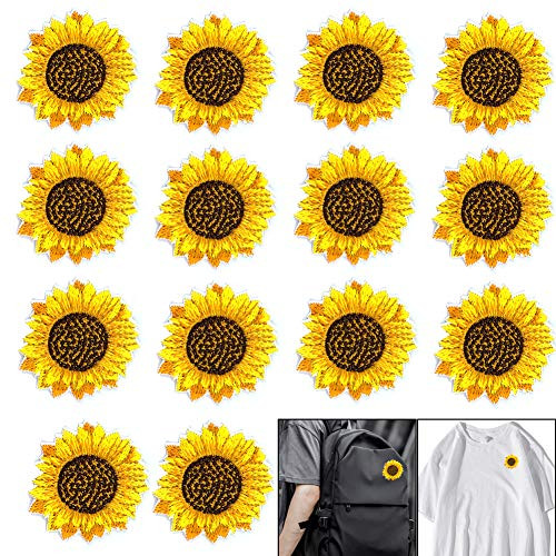 FAFAHOUSE 20 PCS Sunflower Embroidery Patches Iron and Sew On Applique Badge for Clothes Jeans Jacket Hat Dress DIY Accessories
