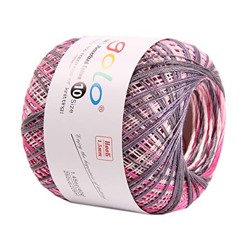 golo Crochet Thread Size 10 Cotton Crochet Yarn for Crochet -Silver Pink-6-D493
