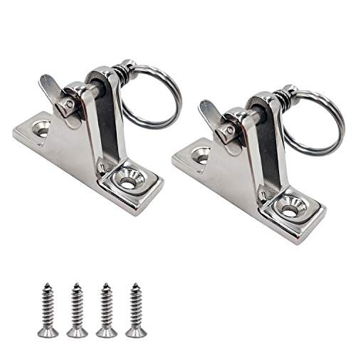 SHENGHUI 2 Pack Bimini Top 90° Deck Hinge Stainless Steel 316 Deck Marine Flat Mount Hardware with Removable Pin and Installation Screws