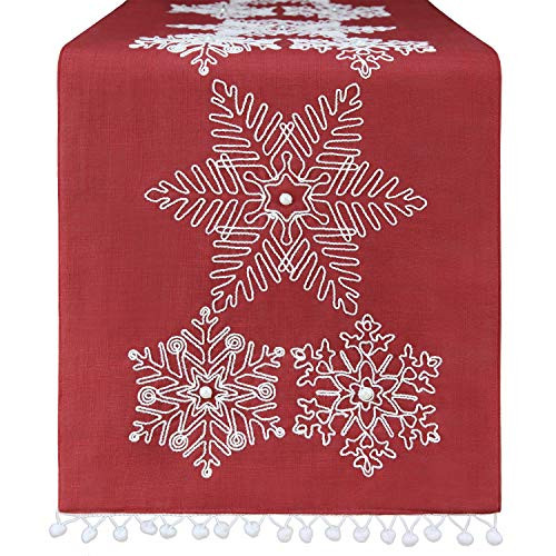 Feuille Christmas Table Runners 72 inch Polyester Embroidered Snowflake Table Runner Red Christmas Table Runner Perfect for Christmas Decorations Indoor Feuille Christmas Table Runners 72 inch Polyester Embroidered Snowflake Table Runner Red Christmas Table Runner Perfect for Christmas Decorations Indoor