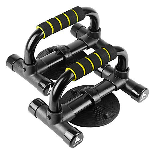 APPRETE Push Up Bars Strength Training  Push Up Handles for Floor Workouts - Workout Stands with Ergonomic Push-up Bracket Board with Non-Slip Sturdy Structure Great for Home Fitness -Yellow-