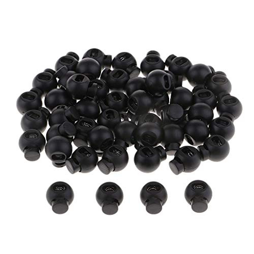 Nobranded 50pcs Black Plastic Cord Locks Spring Single Hole Toggle End Caps Ends