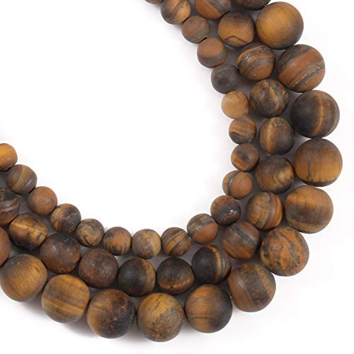 Yochus 6mm Matte Yellow Tiger Eye Beads Round Loose Beads Frosted Dull Polish Stone Beads for Jewelry Making