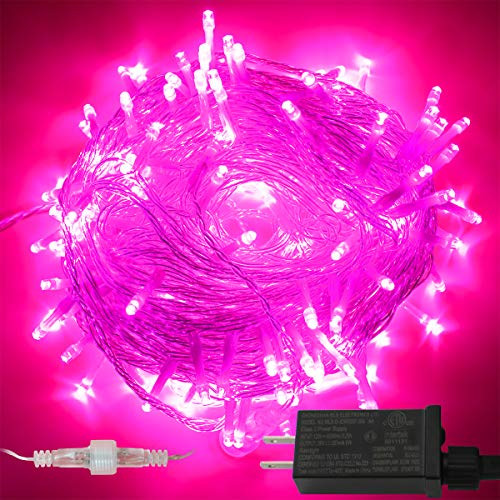 YAOZHOU Valentine s Day String Lights Indoor Outdoor IP44 Waterproof 66Ft 200LED 8 Modes Pink Fairy Decor Lights for Holiday Party Wedding Garden-Pink-