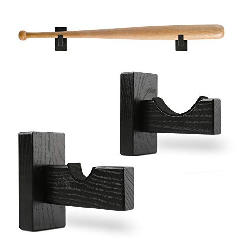AXUAN Baseball Bat Display Stand  Softball Bat Holder Rack Wall Mount for Horizontal Display  Solid Wood  and  Felt Liner Protection  Wooden Stand Display for Baseball Bat  Memorabilia  Collectible