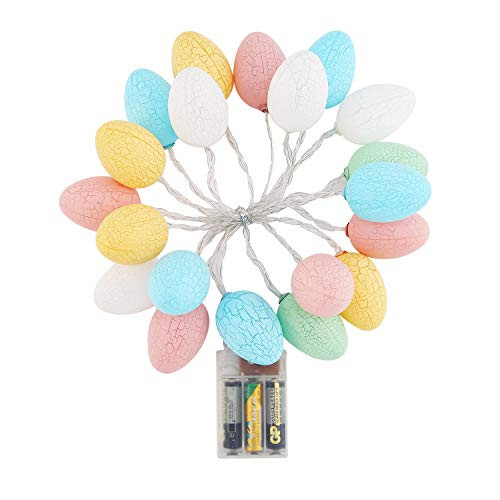 PALMKING 20 Easter Eggs 10Ft String Light Battery Operated Fairy String Lights with Multi-Functio Remote  Easter Eggs String Light for Easter Home Decor  Easter Party Decor