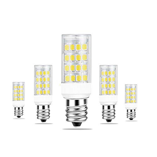 E12 LED Bulb Dimmable 4W C7 Bulb Equivalent to E12 Halogen Bulb 20W  Daylight White 6000K T3 T4 Base E12 Candelabra Bulbs for Ceiling Fan  Chandelier  Kx-2000 Bulbrite Replacement  AC 110-120V-5 Pack-