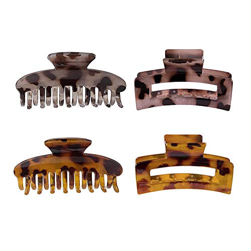4PCS Hair Claw Banana Clips tortoise Barrettes Celluloid French Design Barrettes celluloid Leopard print Large Fashion Accessories for Women Girls