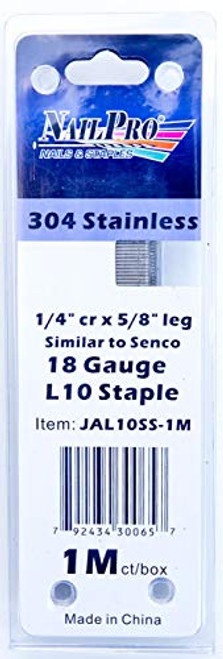 NAILPRO L10SS Stainless Steel 1 4 inch Narrow Crown x 5 8 inch Leg Staples  1000 Count