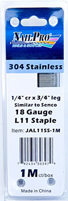 NAILPRO L11SS Stainless Steel 1 4 inch Narrow Crown x 3 4 inch Leg Staples  1000 Count