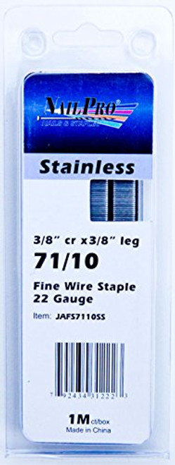 NailPRO 71 10SS 22 Ga 3 8 inch Leg x 3 8 inch Crown Stainless Steel Fine Wire Staples  1000 Count