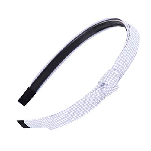 Sayhi Fashion Plaid Sweet Girls Headband Bow-Knot Hairband Women Hair Head Hoop Criss Cross Hairband -Light Blue Free Size-