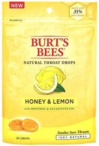 Burt s Bees Natural Throat Drops  Honey  and  Lemon 20 ea -Pack of 4-