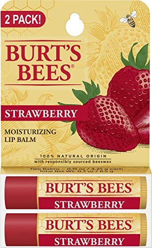 Burt s Bees 100 percent  Natural Moisturizing Lip Balm  Strawberry with Beeswax  and  Fruit Extracts - 2 Tubes