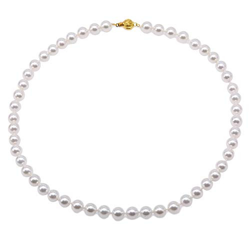 JYXJEWERLRY Classic White Shell Pearl Necklace 8mm Round Seashell Pearl Mother of Pearl Necklace for Girls 18 inch JYXJEWERLRY Classic White Shell Pearl Necklace 8mm Round Seashell Pearl Mother of Pearl Necklace for Girls 18 inch