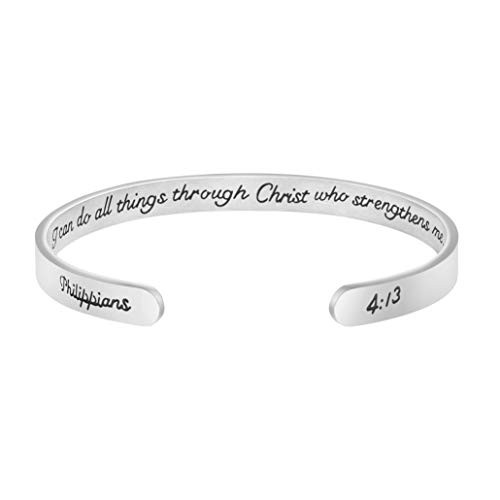 Joycuff Religious Bracelets for Women Inspirational Christian Gifts Bible Verse Jewelry Friend Encouragement Mantra Cuff Motivational Bangle Joycuff Religious Bracelets for Women Inspirational Christian Gifts Bible Verse Jewelry Friend Encouragement Mantra Cuff Motivational Bangle