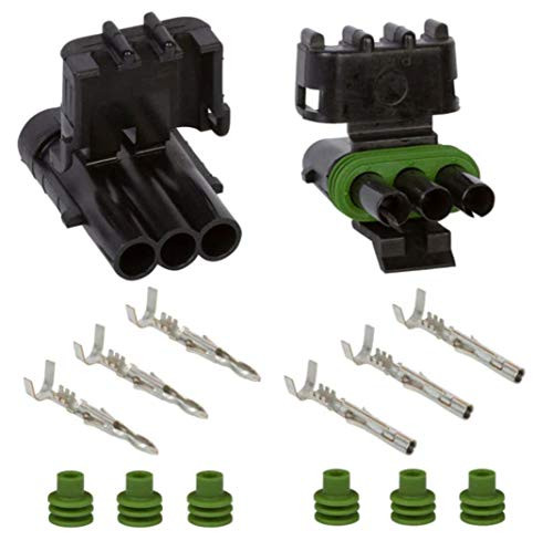 Delphi Weather Pack 3 Way Sealed Connector Assembly Kit for 20-18 AWG -0.5-0.8 mm2- Electrical Connector Kit  Weatherpack connector 3 pin  terminal  seals included