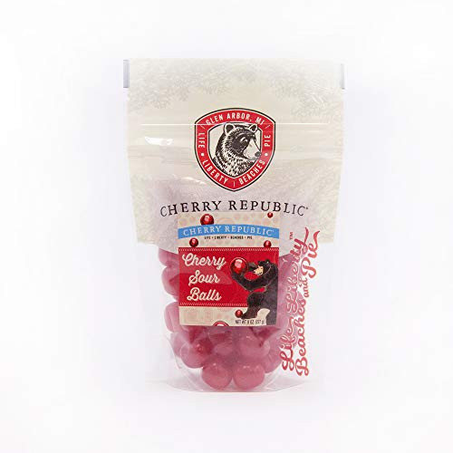 Cherry Republic Cherry Sour Balls - Resealable Pack Sweet  and  Sour Chewy Candy - Single 8 oz. Bag