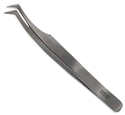ToolUSA 4.5-inches Long Bent Tip Stainless Steel Tweezers  S8036-PK