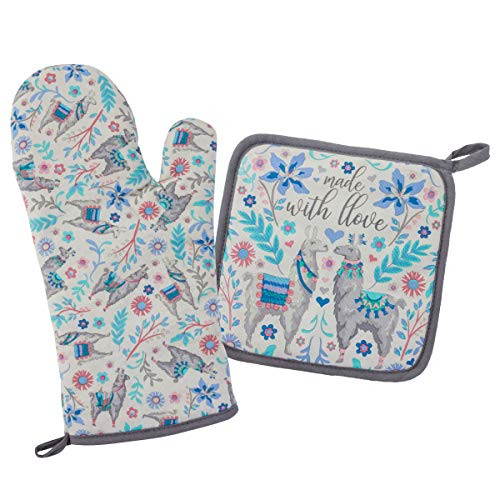 Karma Gifts  Llama Oven Mitt  and  Pot Holder  One size