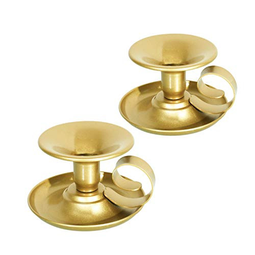 Retro Iron Taper Candle Holder  Set of 2  Simple Gold Candlestick Holders Candlelight Stand for Halloween Christmas Dining Room Home Decoration Display