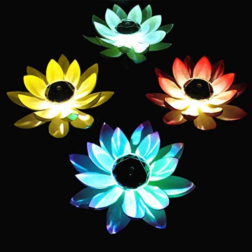 Juesi Floating Pool Lights  Solar Power Floating Lotus Flower LED Accent Light  Color Changing Water Resistant Outdoor Floating Pond Night Light Auto On Off for Garden Pool Party Ideal Gift -Pink-