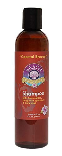 Beach Organics Natural Shampoo- Coastal Breeze Scent -Lemongrass  Bergamot  Geranium and Clary Sage Essential Oils-  8.0 oz.