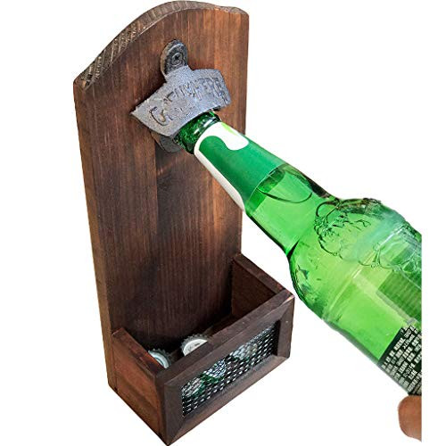 Gallity Bottle Opener with Cap Collector Catcher Vintage Wooden Wall Mounted BEER Bottle Opener Gallity Bottle Opener with Cap Collector Catcher Vintage Wooden Wall Mounted BEER Bottle Opener
