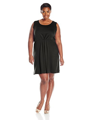 Star Vixen Women s Plus-Size Sleeveless Cinch-Pleat Skater Dress  Black  3X